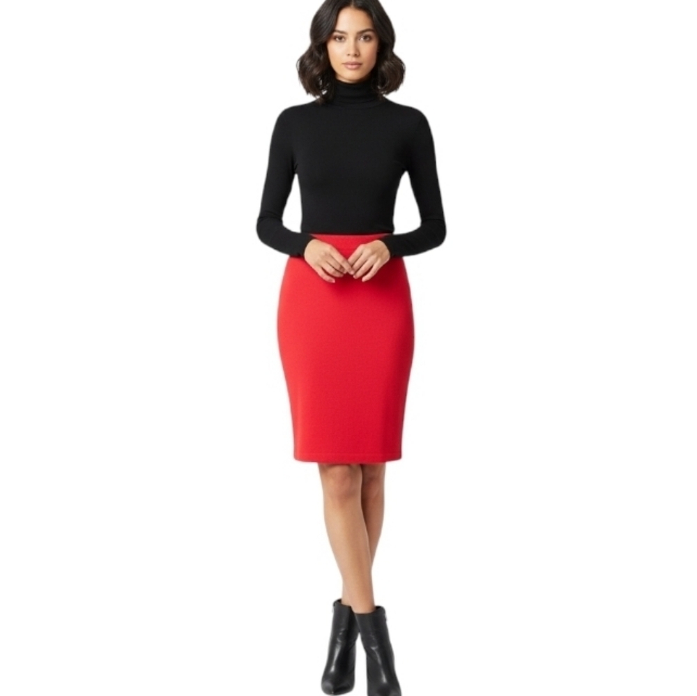St. John Vibrant Red Santana Knit Pencil Skirt